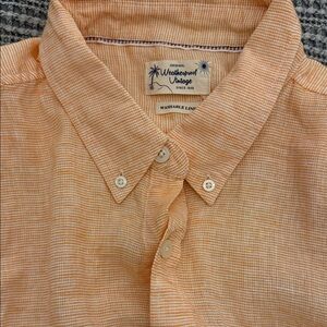 Weatherproof Vintage Men's peach washable linen Button Down Shirt